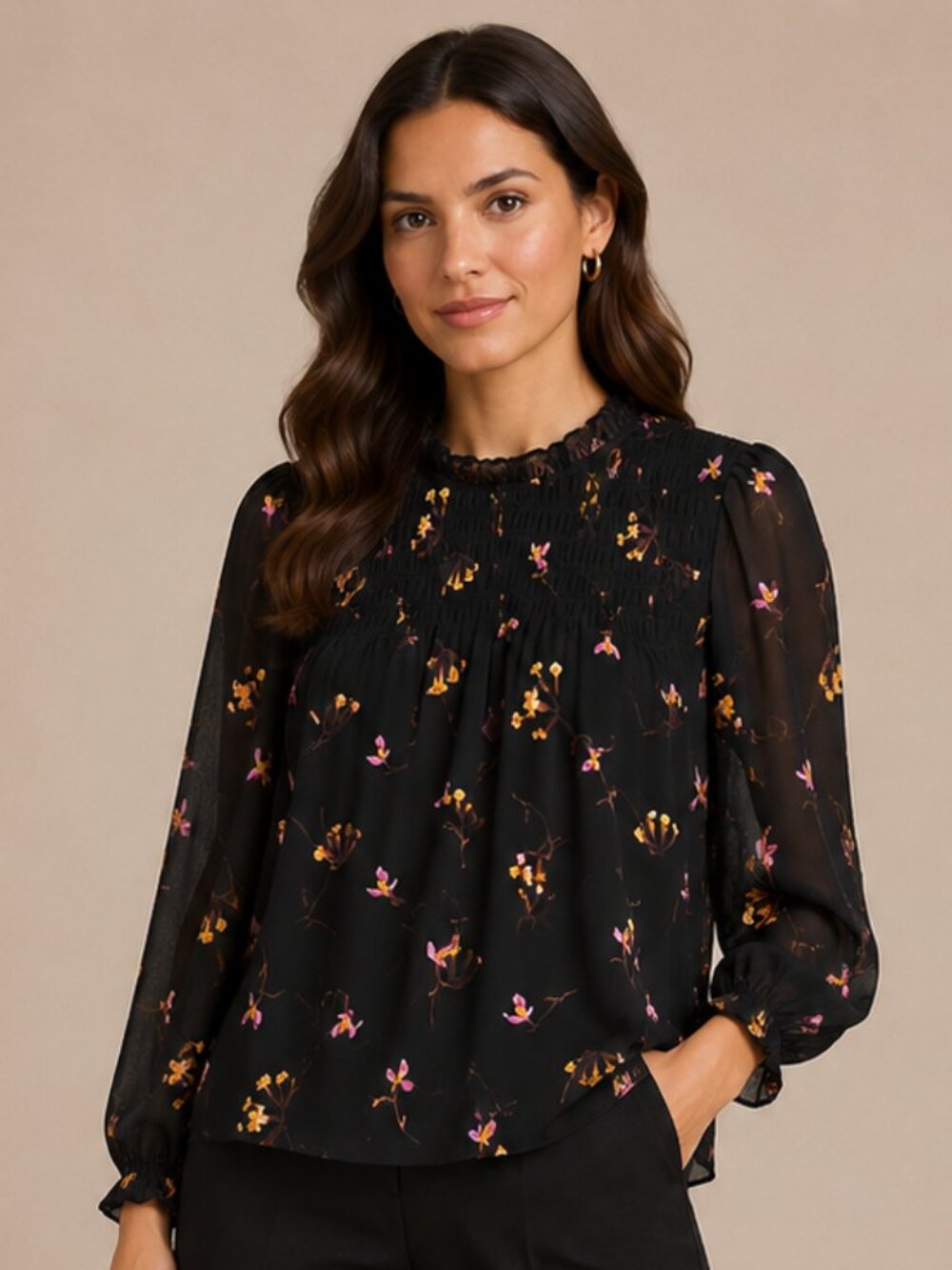 Madewell Georgette Top Long Sleeve Size S
